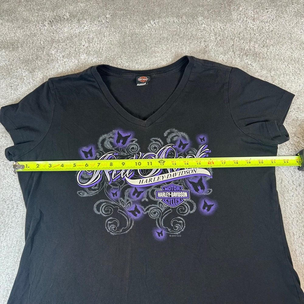 Harley-Davidson T-Shirt Women XL Red Rock Las Vegas Butterfly Graphic V-Neck‎ - Picture 6 of 10